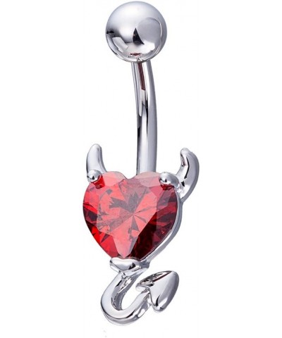 Devil Heart Belly Button Rings 14G Surgical Steel Navel Barbells Stud For Body Piercing 1 PC Red $7.97 Body Jewelry