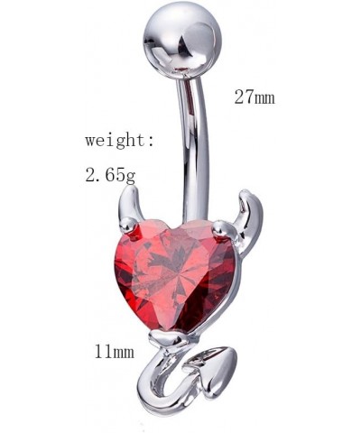 Devil Heart Belly Button Rings 14G Surgical Steel Navel Barbells Stud For Body Piercing 1 PC Red $7.97 Body Jewelry