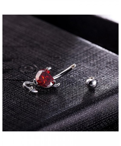 Devil Heart Belly Button Rings 14G Surgical Steel Navel Barbells Stud For Body Piercing 1 PC Red $7.97 Body Jewelry