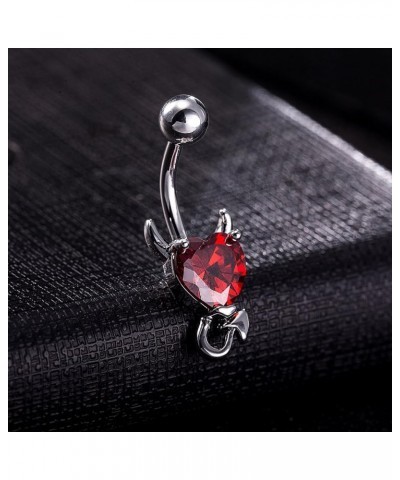 Devil Heart Belly Button Rings 14G Surgical Steel Navel Barbells Stud For Body Piercing 1 PC Red $7.97 Body Jewelry