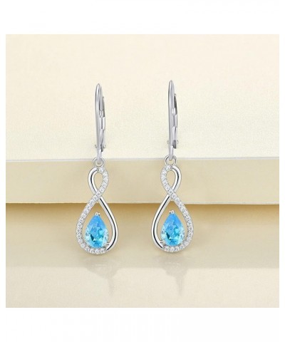 Infinity Dangle Drop Earrings 925 Sterling Silver Twisted Leverback Earring Gemstones Jewelry for Women 03-aquamarine-Mar $34...