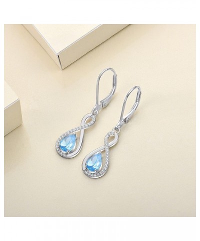 Infinity Dangle Drop Earrings 925 Sterling Silver Twisted Leverback Earring Gemstones Jewelry for Women 03-aquamarine-Mar $34...