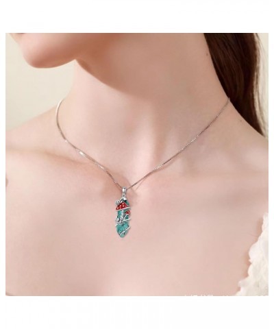 Mushroom Necklace Sterling Silver Snail Pendant Necklace Gift for Women Girls Style 6-Turquoise $39.90 Necklaces