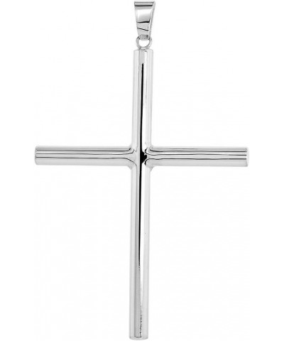 Sterling Silver Large Plain Cross Pendant for Men and Women Tubular High Polished 1 3/4-4.0 inches long 3.0 Inches 5mm Tubing...