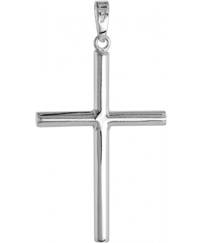 Sterling Silver Large Plain Cross Pendant for Men and Women Tubular High Polished 1 3/4-4.0 inches long 3.0 Inches 5mm Tubing...