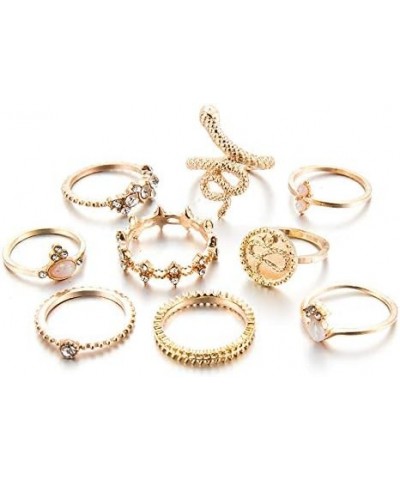 8-12 Pieces Stackable Joint Knuckle Midi Finger Ring Sets,Boho Vintage Crystal Snake Sunflower Moon Star Crown Rings for Wome...