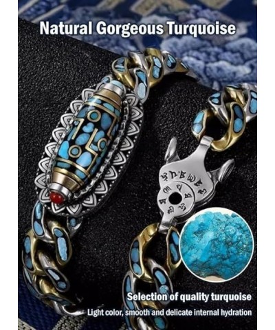 Turquoise Six-Character Mantra Nine-Eyed Dzi Bead Bracelet AB-20CM $15.98 Bracelets