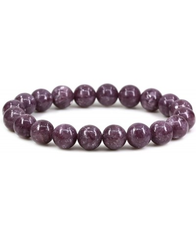 Natural Gemstone 10mm Round Beads Stretch Bracelet 7 Inch Lepidolite Lithium Mica $10.44 Bracelets