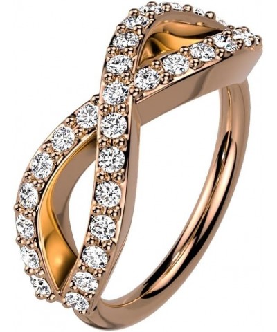 20GA CZ Crystal Paved Infinity Sign Bendable Hoop Ring Rose Gold Tone $10.68 Body Jewelry