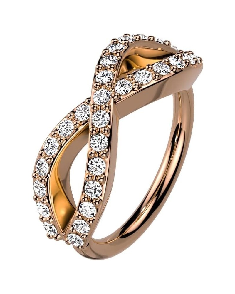 20GA CZ Crystal Paved Infinity Sign Bendable Hoop Ring Rose Gold Tone $10.68 Body Jewelry