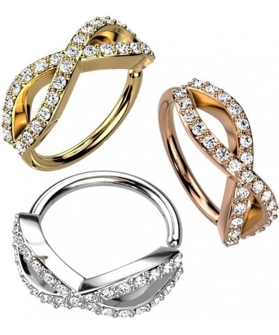 20GA CZ Crystal Paved Infinity Sign Bendable Hoop Ring Rose Gold Tone $10.68 Body Jewelry