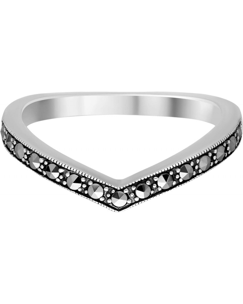 USA Sterling Silver Marcasite V Ring $15.05 Rings