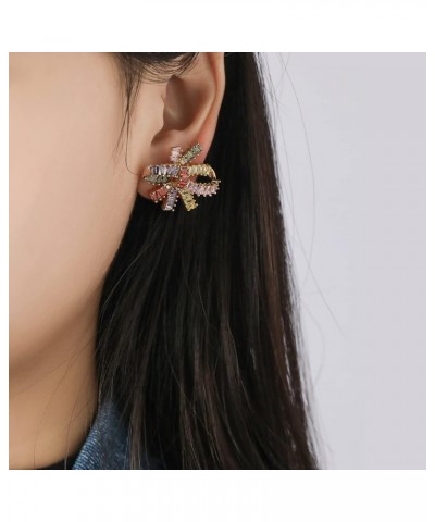 Rhinestone Bow Stud Earrings for Women, Bowknot Shape Earrings Cubic Zirconia Rhinestone Earrings Colourful $10.50 Earrings