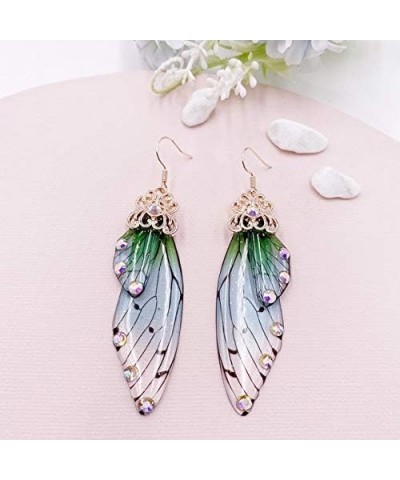 Handmade Fairy Simulation Wing Clip on Earrings Insect Butterfly Wing Non Pierced Rhinestone Ear Clips Romantic Bridal Jewelr...