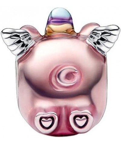 Bellestory Flying Unicorn Pig Charm Sterling Silver Pink Enamel piggy piglet Bead for Women European Bracelet Rainbow wings $...