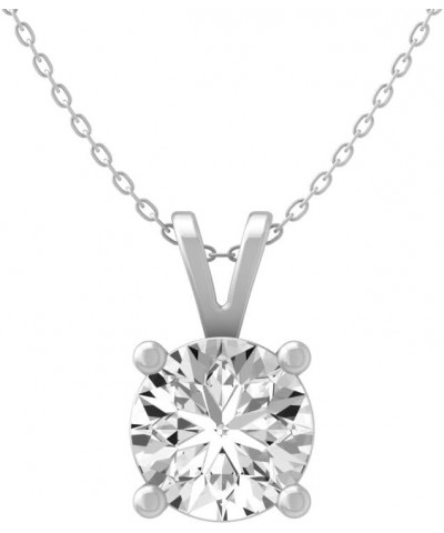 1/5 Carat - 2 Carat Lab Grown Diamond Solitaire Pendant for Women | 14K Yellow or White Gold Pendant with Silver Cable Chain ...