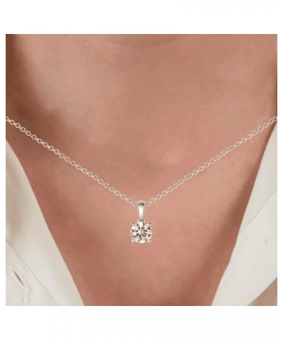 1/5 Carat - 2 Carat Lab Grown Diamond Solitaire Pendant for Women | 14K Yellow or White Gold Pendant with Silver Cable Chain ...