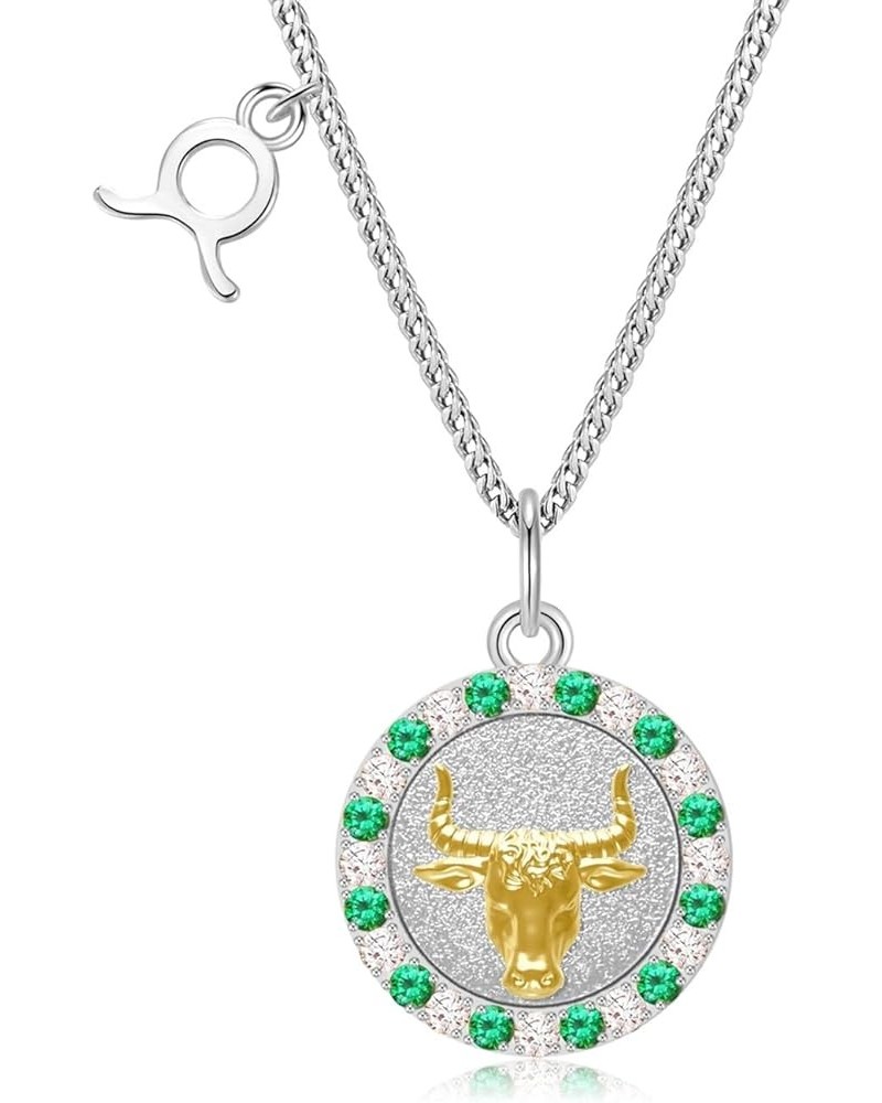 Zodiac Necklace for Women Girls Sterling Silver 12 Constellations Horoscope Pendant Zodiac Jewelry Gifts with Birthstone Zirc...