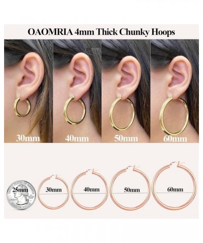 4mm Thick Sterling Silver Hoop Earrings for Women Big Chunky Hoop Earrings Lightweight Hoop Earrings Large Hollow Tube Hoop E...