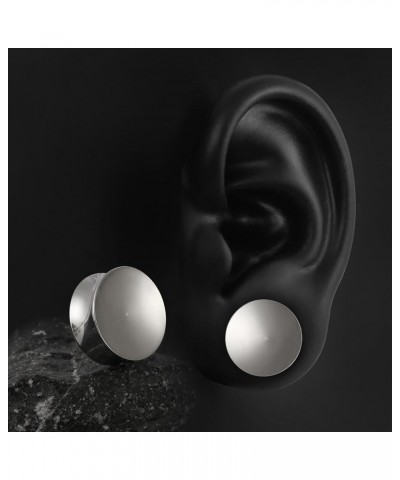 2 PCS Plain Design Ear Plugs Tunnels Gauges for Women & Men - Black Stainless Steel 316L Body Piercing Basic Earrings for Str...