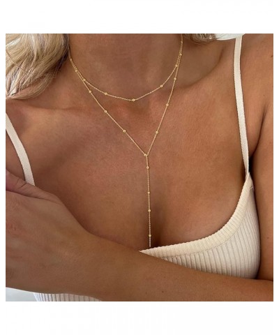 6 Pieces 14K Gold Necklaces for Women Chain Chokers Necklaces Cross Necklace Bow Necklace Pearl Necklace Gold Layered Necklac...