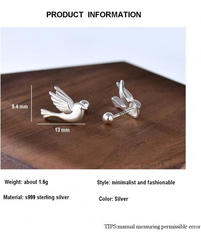 Sterling Silver Little Bird Statement Stud Earrings/Screw Back $7.64 Earrings