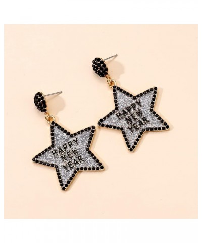 Happy New Year Earring for Women Glitter Rhinestone Star Dangle Earrings Holiday New Year's Eve Earrings Festive Party Jewelr...