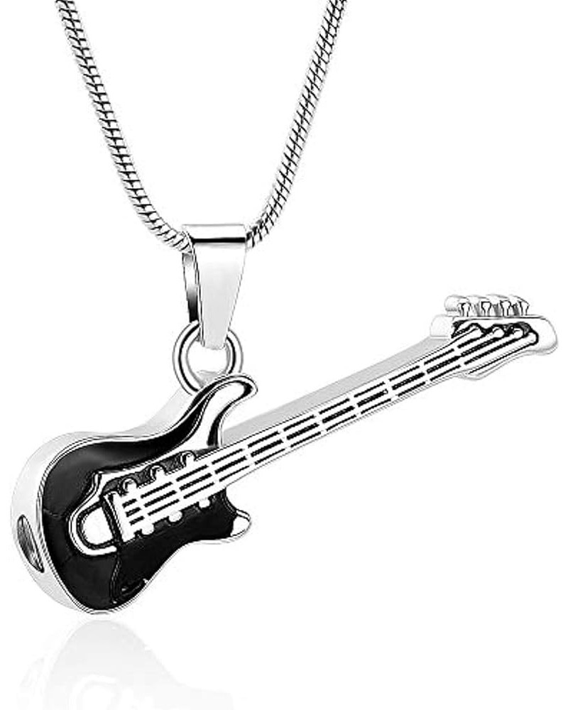 Cremation Jewelry Guitar Urn Necklaces for Ashes for Women Men Keepsake Memorial Necklace Ashes Pendant Black+S $12.59 Necklaces