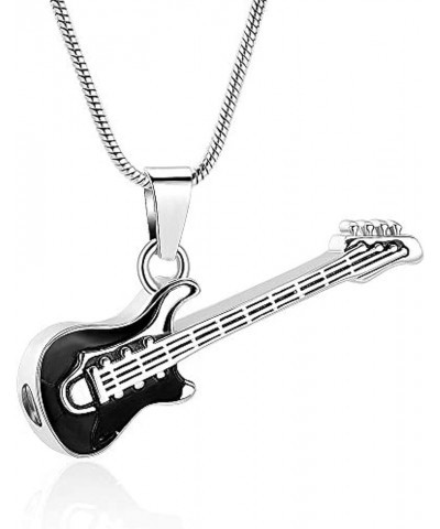 Cremation Jewelry Guitar Urn Necklaces for Ashes for Women Men Keepsake Memorial Necklace Ashes Pendant Black+S $12.59 Necklaces