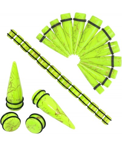 24pcs Big Gauges Kit Ear Stretching Kit 00G-20mm Acrylic Tapers Plugs Body Piercing Set Golden Lines Green $9.89 Body Jewelry