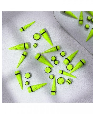 24pcs Big Gauges Kit Ear Stretching Kit 00G-20mm Acrylic Tapers Plugs Body Piercing Set Golden Lines Green $9.89 Body Jewelry