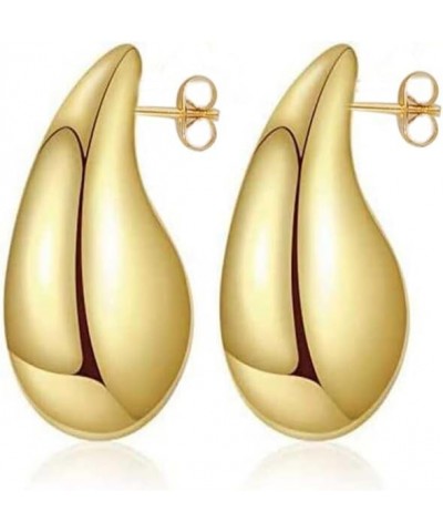 Extra Large Drop Earring Dupes Hypoallergenic 14K Gold-Plated Teardrop Earrings - Lightweight Chunky Waterdrop Hoops for Wome...