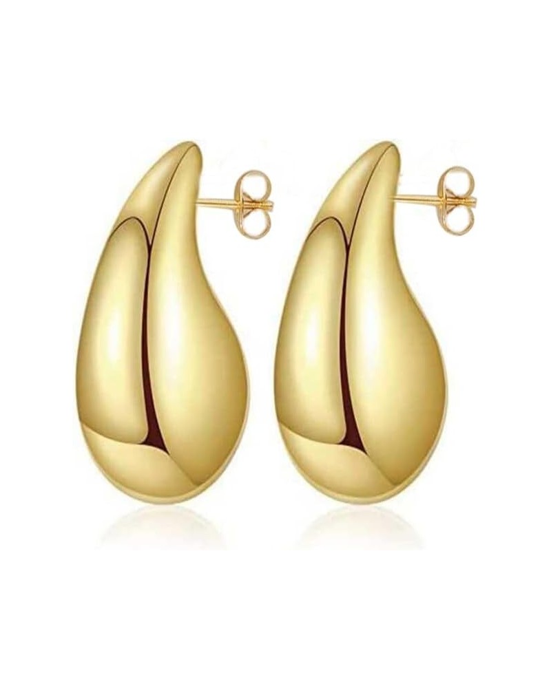 Extra Large Drop Earring Dupes Hypoallergenic 14K Gold-Plated Teardrop Earrings - Lightweight Chunky Waterdrop Hoops for Wome...