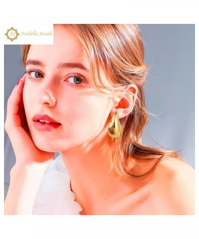 Extra Large Drop Earring Dupes Hypoallergenic 14K Gold-Plated Teardrop Earrings - Lightweight Chunky Waterdrop Hoops for Wome...