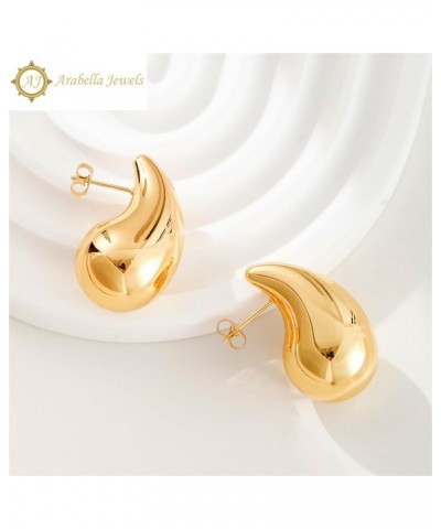 Extra Large Drop Earring Dupes Hypoallergenic 14K Gold-Plated Teardrop Earrings - Lightweight Chunky Waterdrop Hoops for Wome...