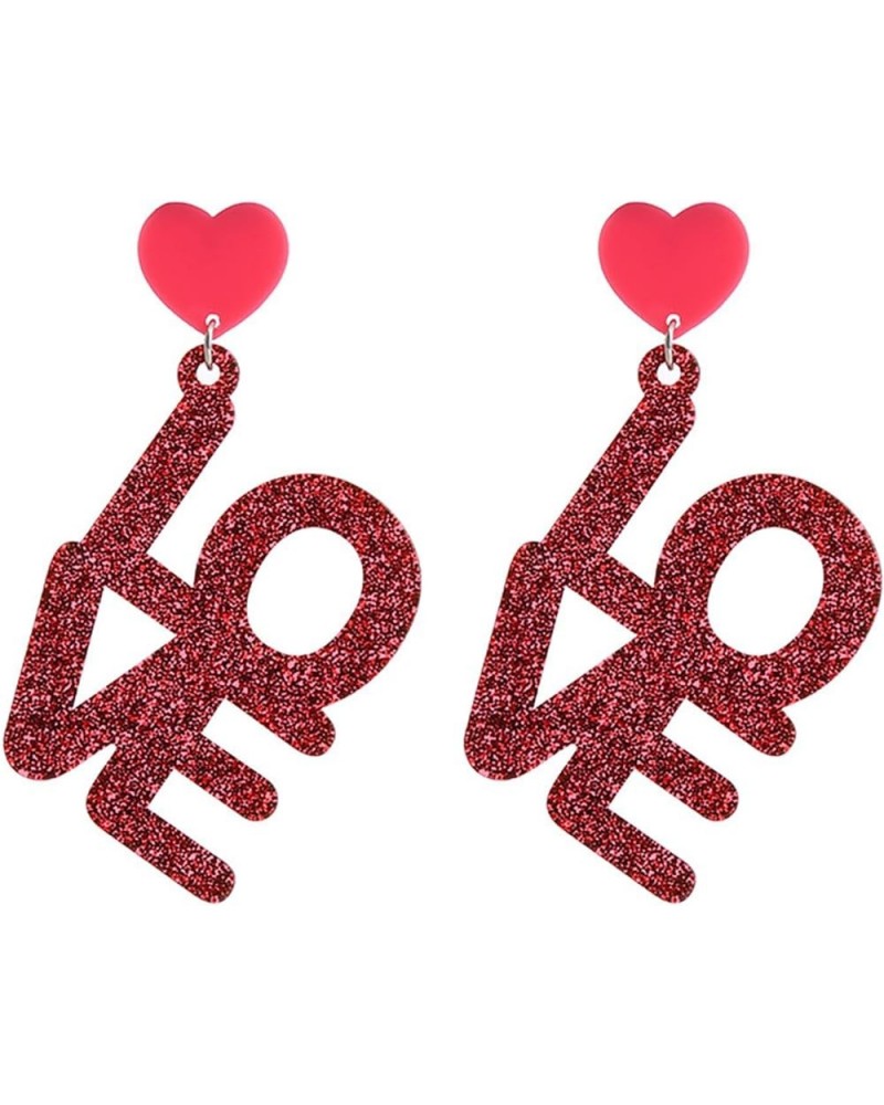 Shining Valentine's Day Love Letter Resin Acrylic Dangle Earrings for Women Girls Jewelry A $4.25 Earrings