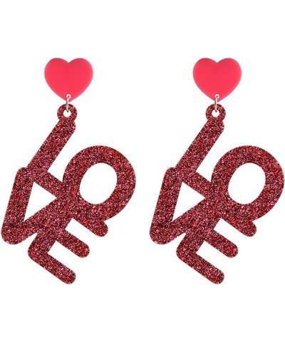 Shining Valentine's Day Love Letter Resin Acrylic Dangle Earrings for Women Girls Jewelry A $4.25 Earrings