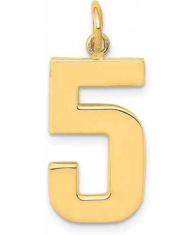 10K Yellow Gold Casted Large Polished Number Charm Pendant (Length 25mm Width 10 mm) Number 5 $68.68 Pendants