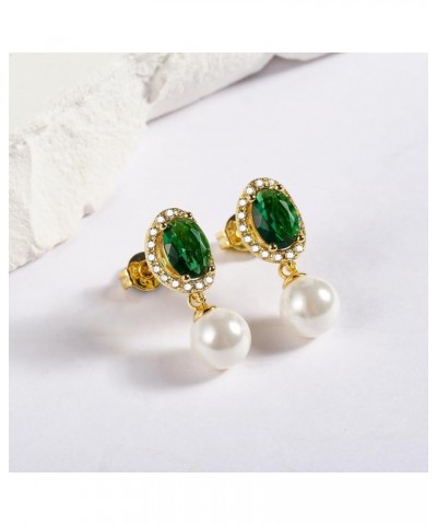 Emerald Crystal Earrings Pearl Drop Dangle Earring 14k Gold Plated Stud Huggie Earrings Vintage Long Short Jewelry Gifts Dang...