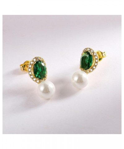 Emerald Crystal Earrings Pearl Drop Dangle Earring 14k Gold Plated Stud Huggie Earrings Vintage Long Short Jewelry Gifts Dang...