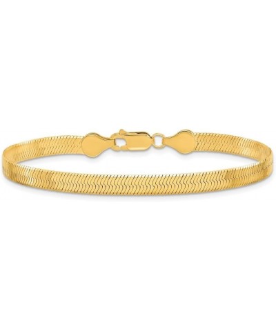 10k Yellow Gold 5mm Silky Herringbone Chain Bracelet For Women 7.0 Inches $197.98 Bracelets