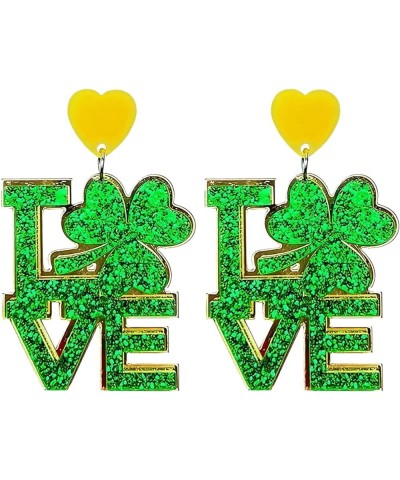 St Patrick's Day Earrings for Women Girls Cute Funny Acrylic Irish Green Clover Hat Horseshoe Heart Beer Drop Earrings Good L...