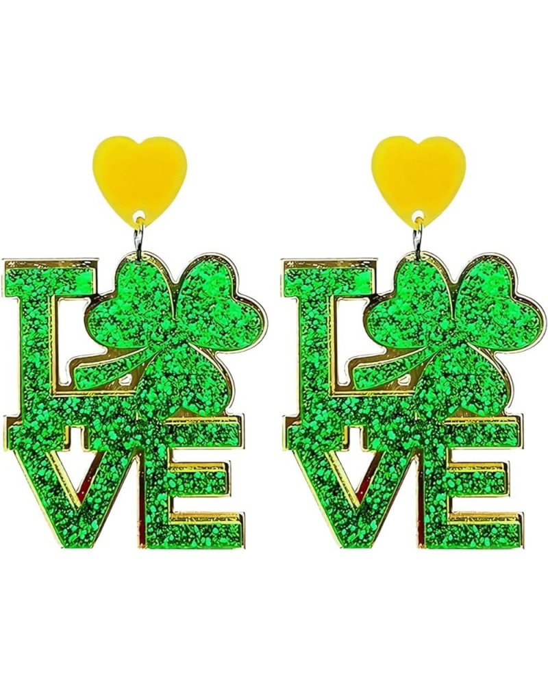 St Patrick's Day Earrings for Women Girls Cute Funny Acrylic Irish Green Clover Hat Horseshoe Heart Beer Drop Earrings Good L...