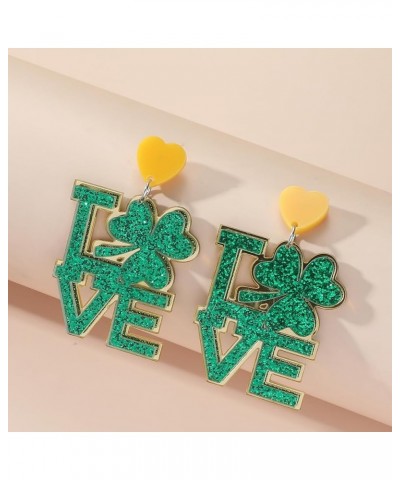 St Patrick's Day Earrings for Women Girls Cute Funny Acrylic Irish Green Clover Hat Horseshoe Heart Beer Drop Earrings Good L...