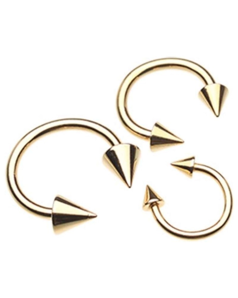 Gold Plated Basic Spike Top Horseshoe Circular Barbell Size: 10GA, Length: 10mm, Ball Size: 5mm $9.85 Body Jewelry