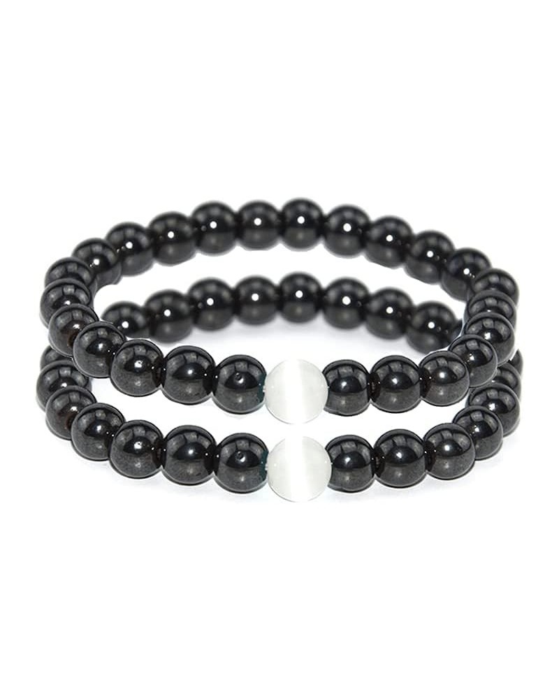 2Pcs Anti-Swelling Black Obsidian Bracelet Anklet for Women,Lymphatic Drainage Obsidian Ankle Bracelet,Anti-Anxiety Opal Brac...