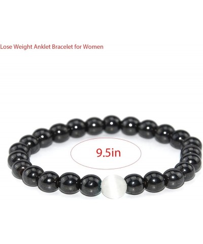 2Pcs Anti-Swelling Black Obsidian Bracelet Anklet for Women,Lymphatic Drainage Obsidian Ankle Bracelet,Anti-Anxiety Opal Brac...