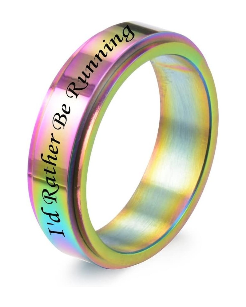 SHNIAN Titanium Steel Colourful Fashion Ring Motivational Band Stress Relief for Women Men Anxiety Relief Inspirational Rotat...