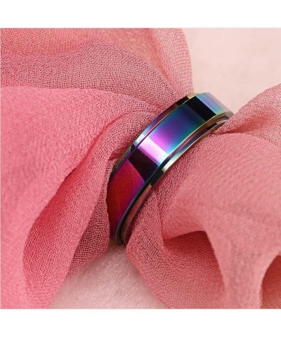 SHNIAN Titanium Steel Colourful Fashion Ring Motivational Band Stress Relief for Women Men Anxiety Relief Inspirational Rotat...