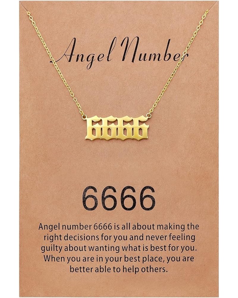 Angel Number Necklace for Women Dainty Gold Plated Number Necklace Numerology Jewelry Gifts for Women 6666 gold-plated $9.17 ...